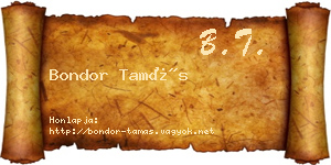 Bondor Tamás névjegykártya